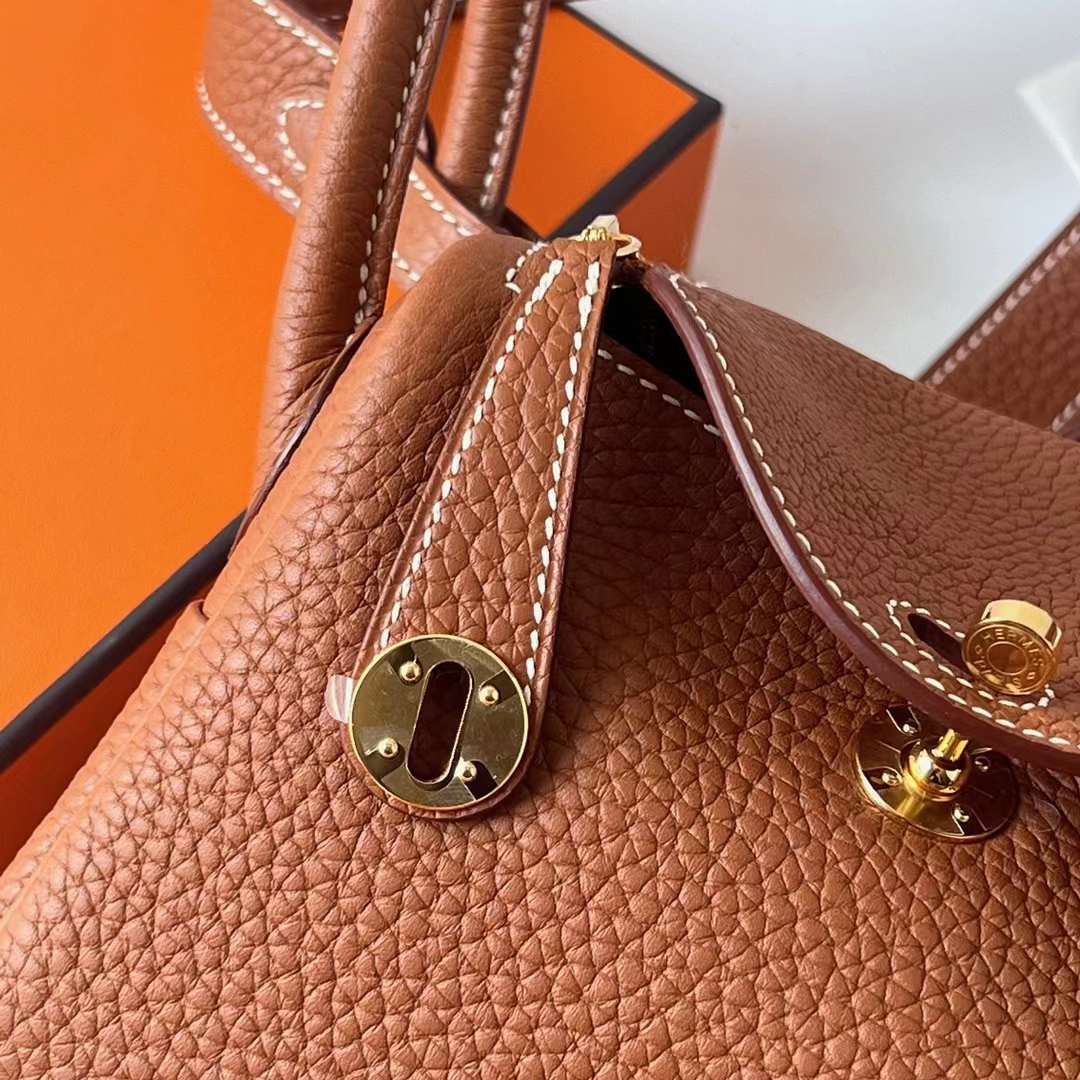 Hermès（爱马仕）Mini Lindy 迷你琳迪 Clemence 进口大牛皮 Ck37 金棕色 金扣 19cm 全手工蜡线缝 Ghw