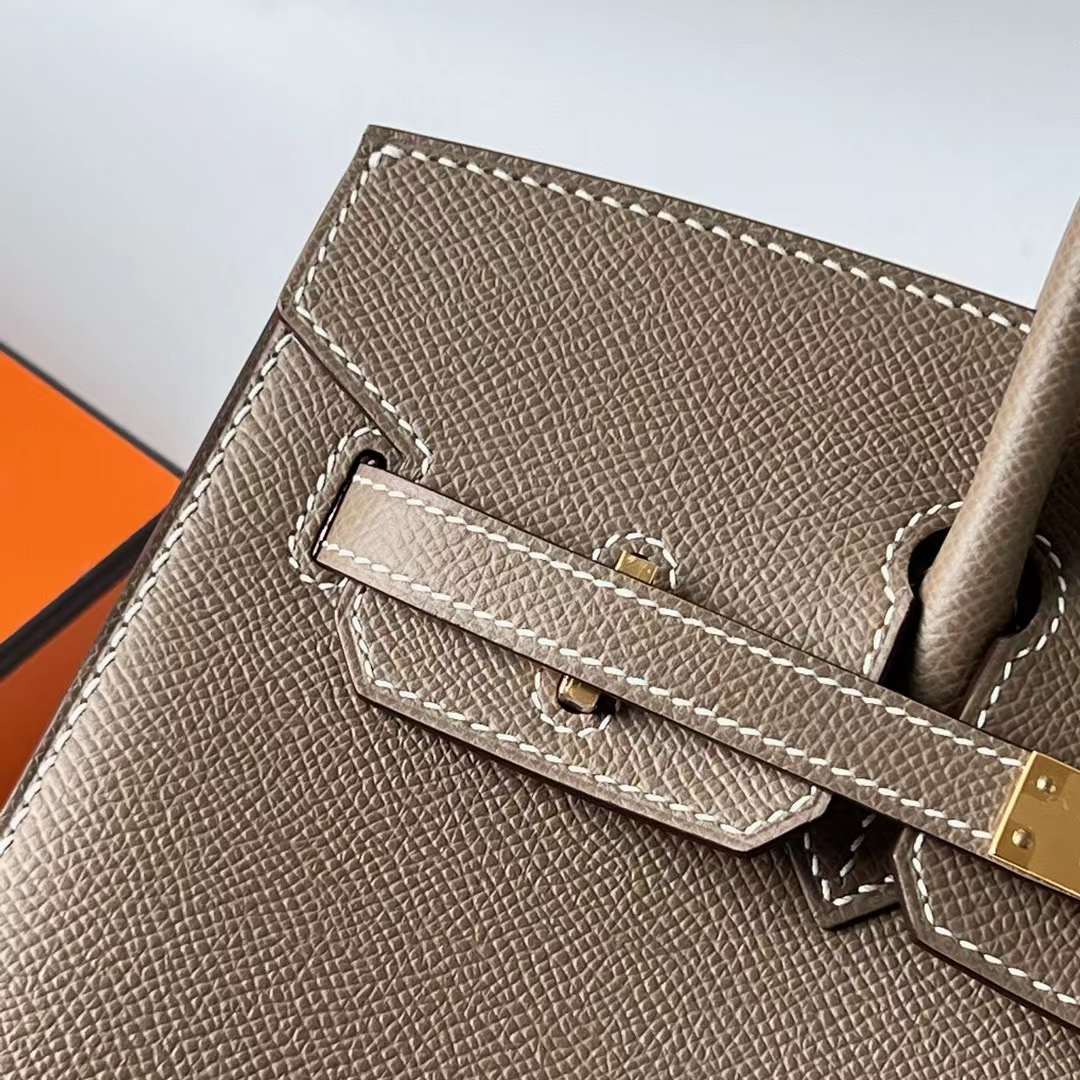 Hermès（爱马仕）Birkin Sellier Epsom Ck18 大象灰 Etoupe 金扣 25cm 全手工蜡线缝制 Ghw