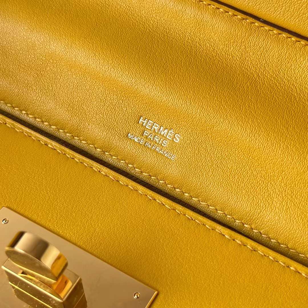 Hermès（爱马仕）Kelly 2424 Maurice 拼 Swift 9D 琥珀黄 金扣 29cm 全手工蜡线缝制 Ghw