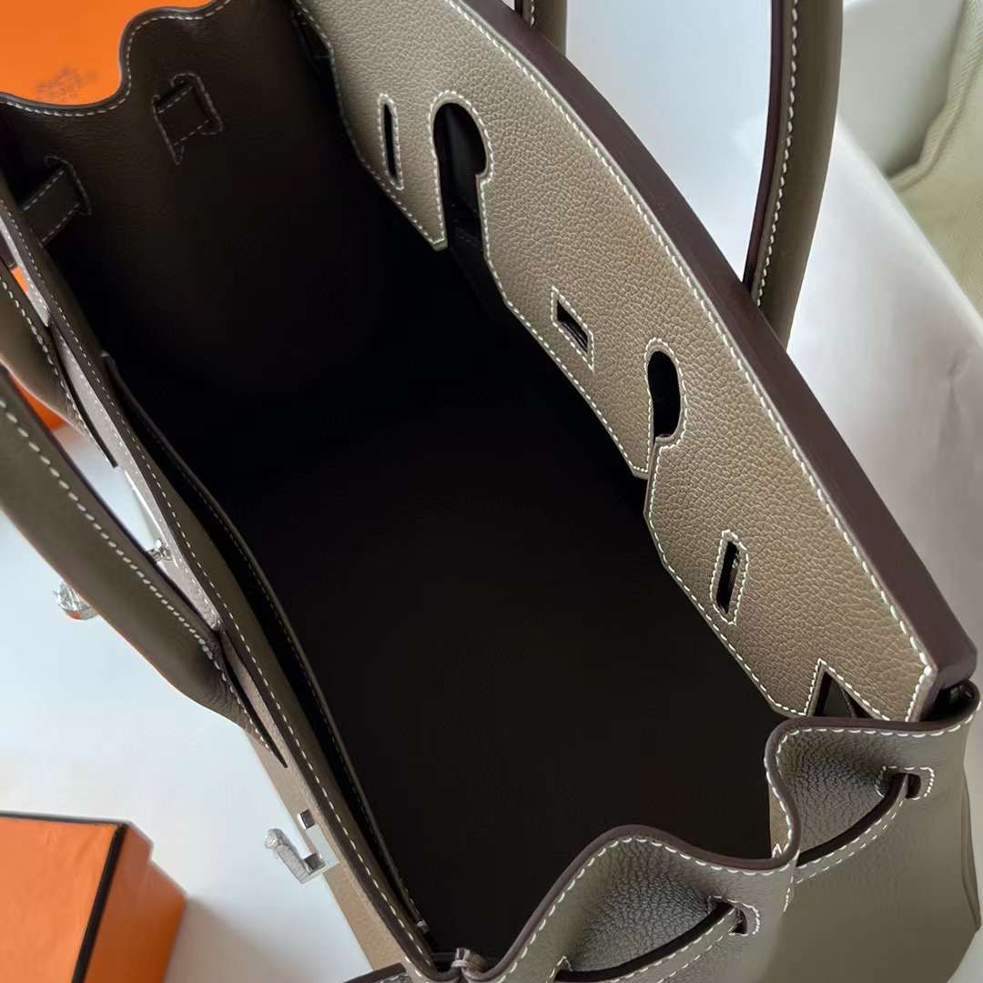 Hermès（爱马仕）Birkin 铂金包 Togo皮 进口顶级小牛皮 Ck18 大象灰 银扣 30cm 全手工蜡线缝 Phw