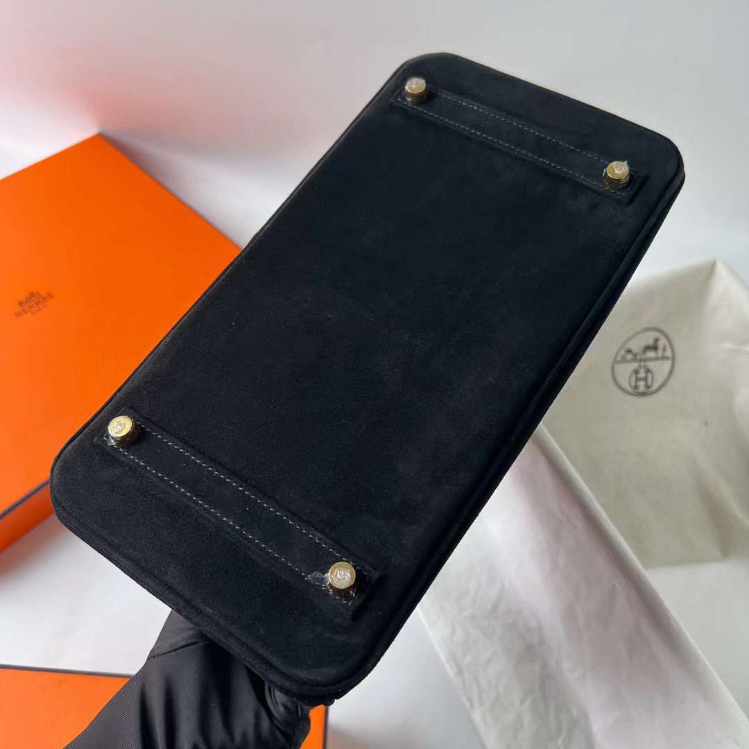 Hermès（爱马仕）Birkin 铂金包 Suede 进口麂皮 Ck89 黑色 金扣 30cm 全手工蜡线缝 Ghw