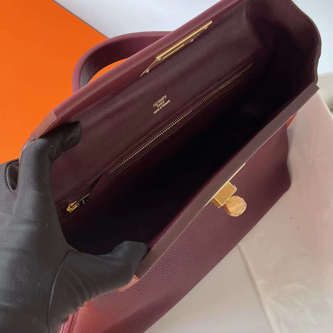 Hermès（爱马仕）Kelly 2424 Maurice 拼 Swift Ck55 爱马仕红 金扣 29cm 全手工蜡线缝制 Ghw
