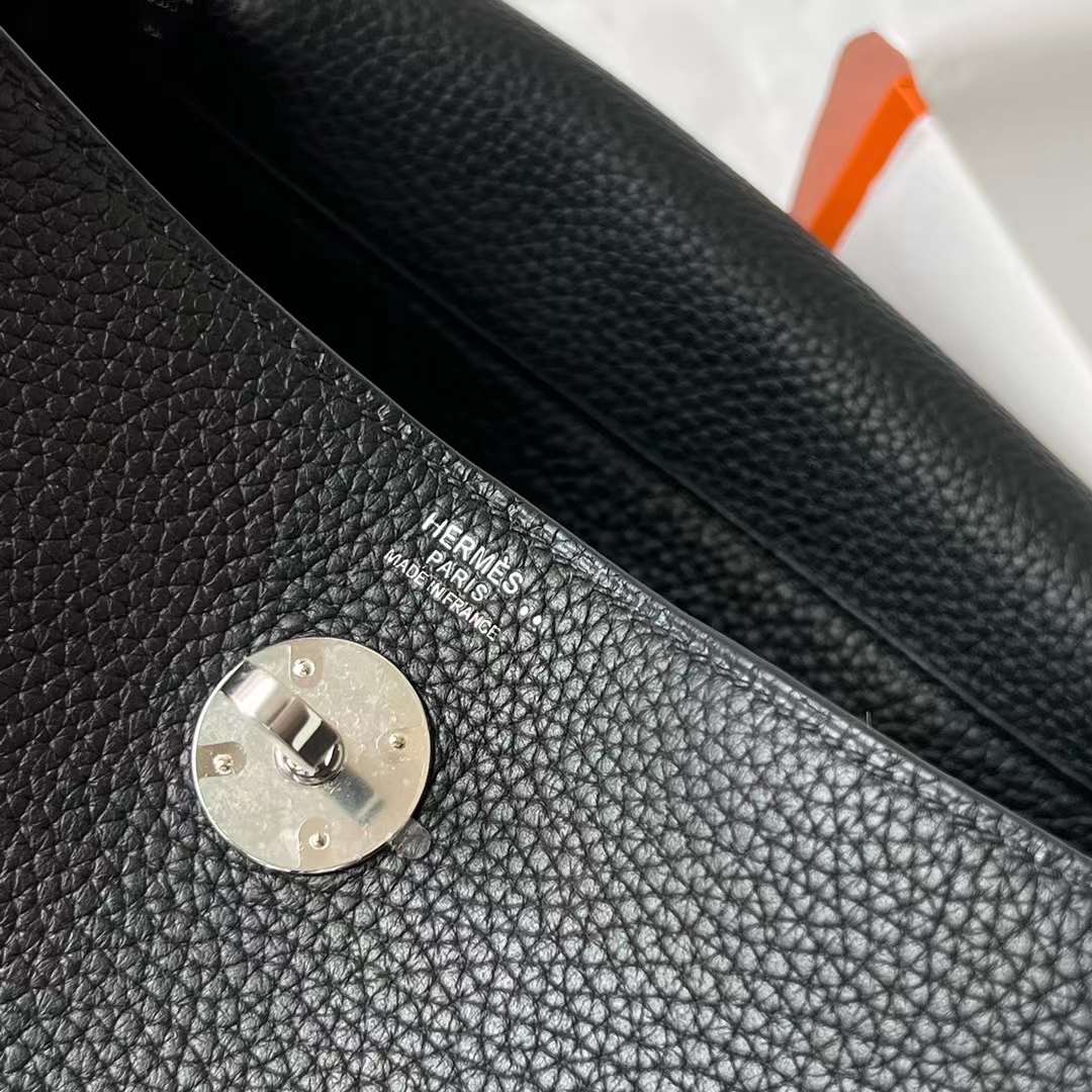 Hermès（爱马仕）Lindy 琳迪包 Touch Clemence 拼 雾面鳄鱼皮 Ck89 黑色 银扣 26cm 全手工蜡线缝制 Phw