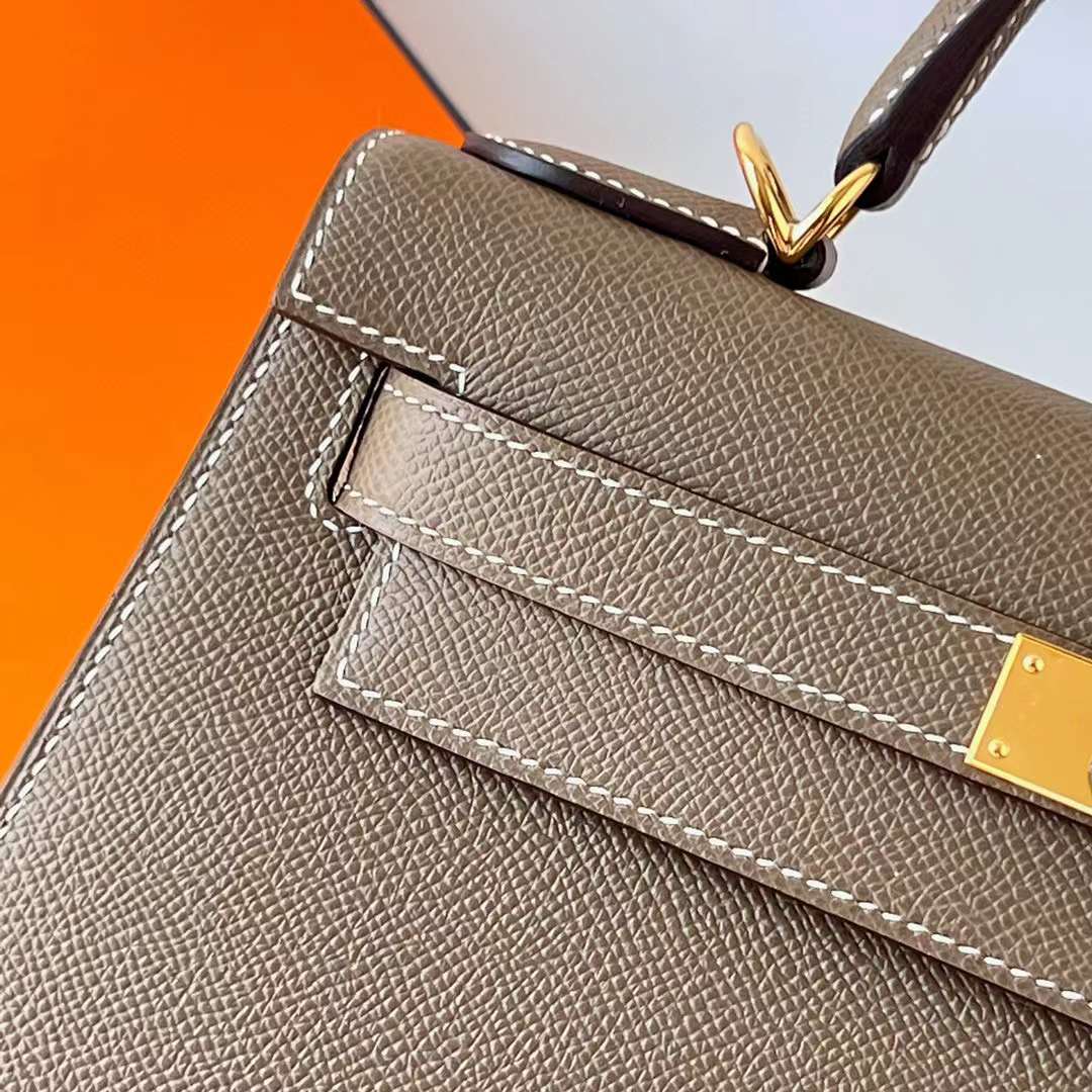 Hermès（爱马仕）Kelly 凯莉包 Epsom Ck18 大象灰 金扣 28cm 全手工蜡线缝 Ghw