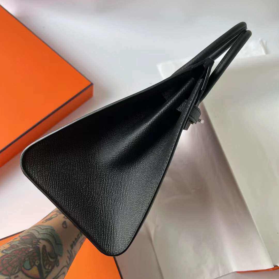 Hermès（爱马仕）Birkin Sellier Epsom Ck89 黑色 银扣 25cm 全手工蜡线缝制 Phw