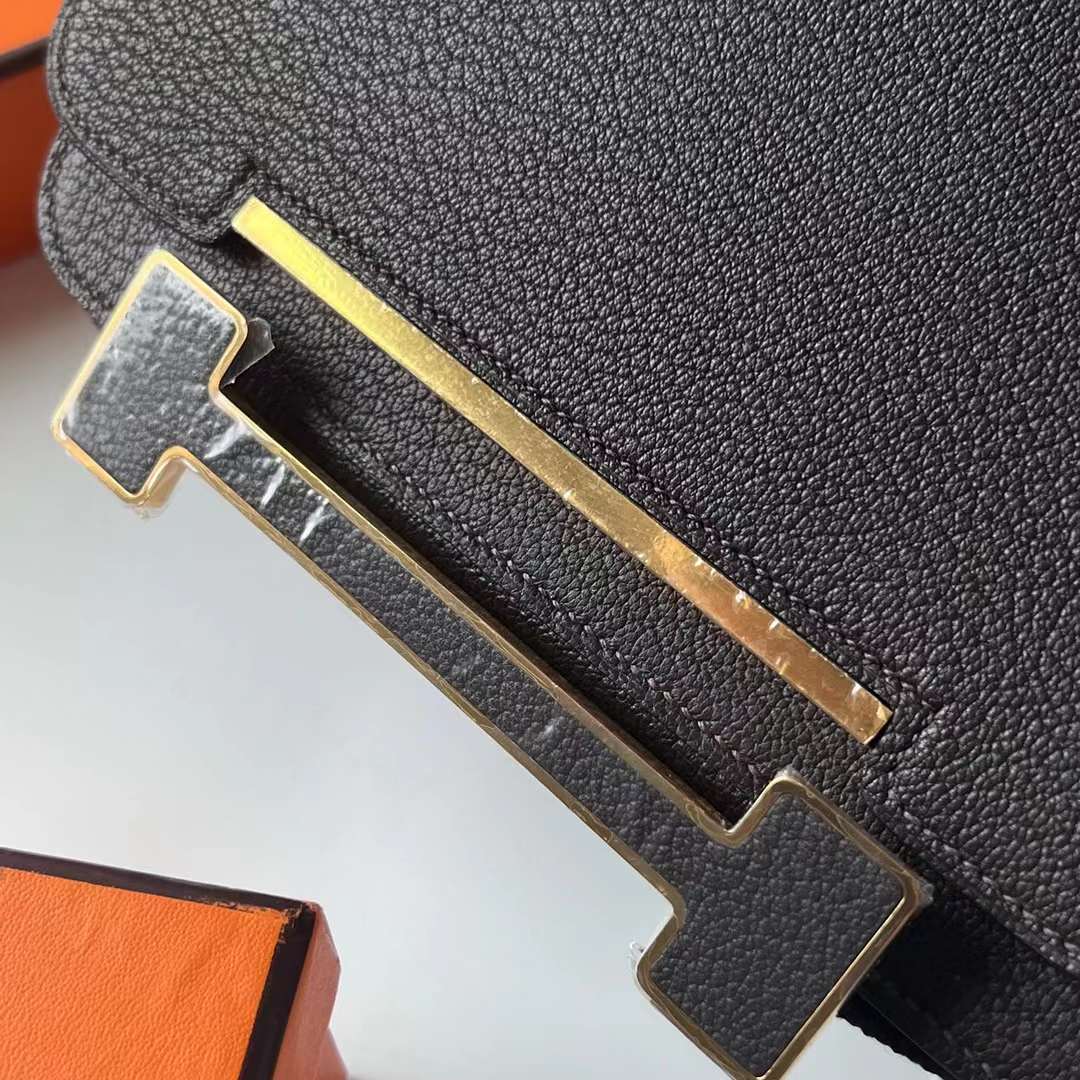 Hermès（爱马仕）Geta 木屐包 Chevre 进口山羊皮 0G 马鞍红 金扣 20cm 全手工蜡线缝制 Ghw