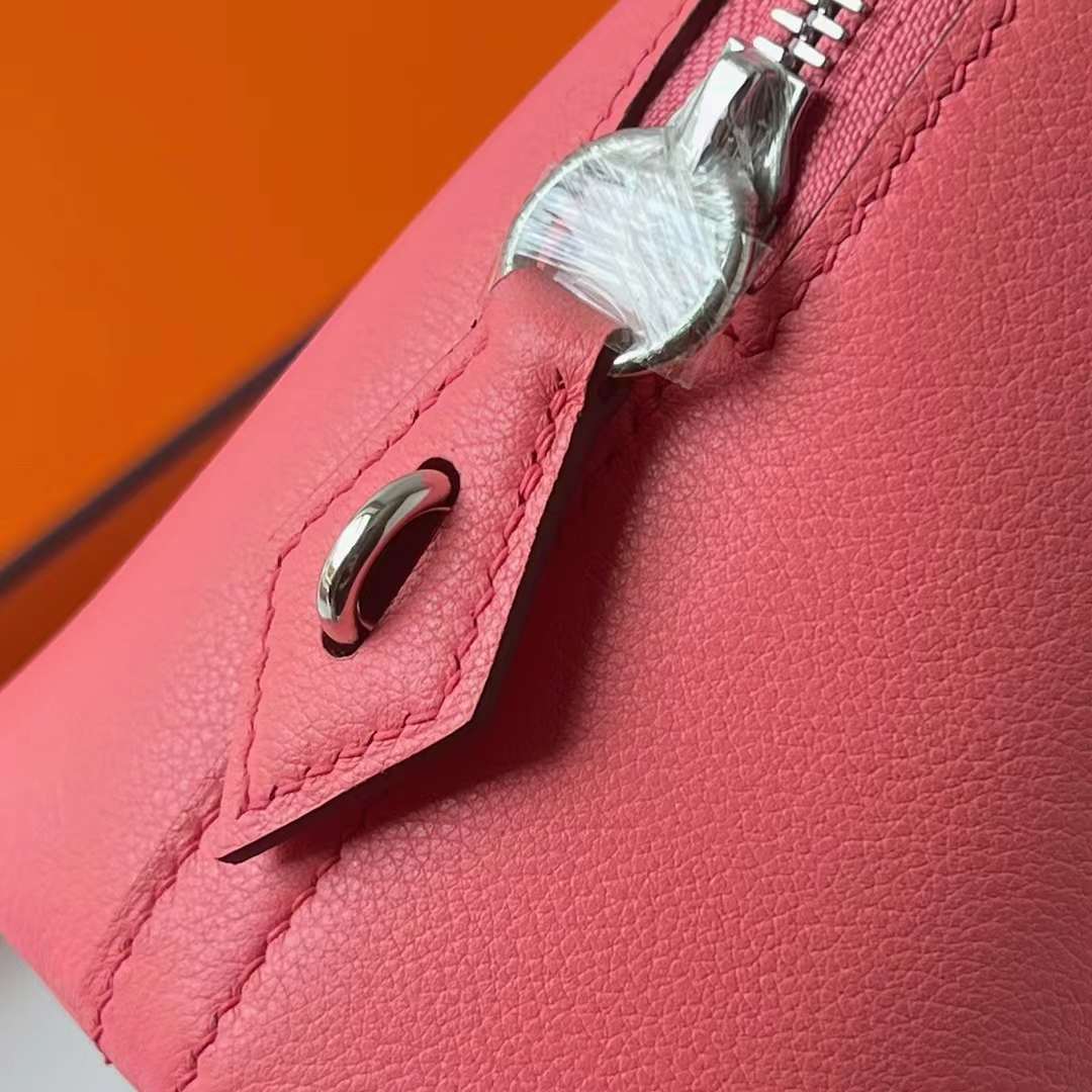 Hermès（爱马仕）Bolide 保龄球包 Evercolor K4 夏日粉 银扣 25cm 全手工蜡线缝 Phw