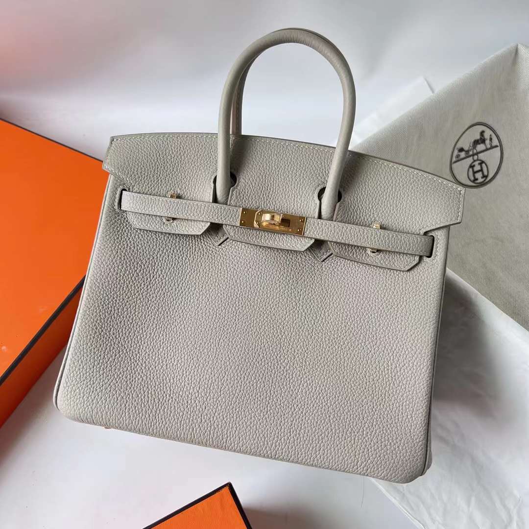 Hermès（爱马仕）Birkin 铂金包 Togo 顶级小牛皮 Ck80 珍珠灰 金扣 30cm 全手工蜡线缝 Ghw