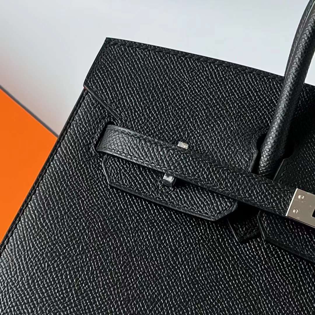 Hermès（爱马仕）Birkin Sellier Epsom Ck89 黑色 银扣 25cm 全手工蜡线缝制 Phw