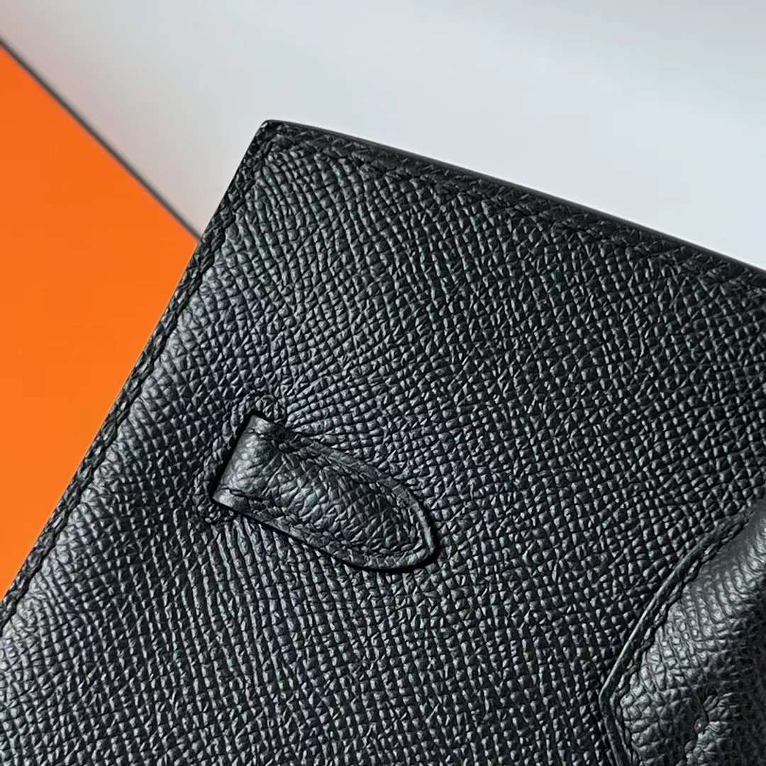 Hermès（爱马仕）Birkin 铂金包 Sellier Epsom Ck89 黑色 金扣 25cm 全手工蜡线缝 Ghw