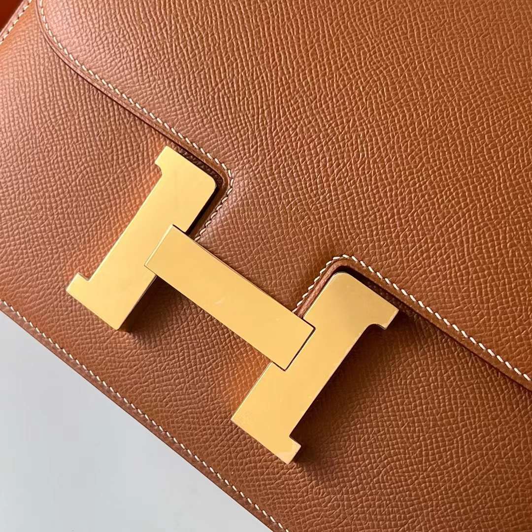 Hermès（爱马仕）Constance 空姐包 Epsom Ck37 金棕色 Gold 金扣 24cm Ghw 全手工蜡线缝