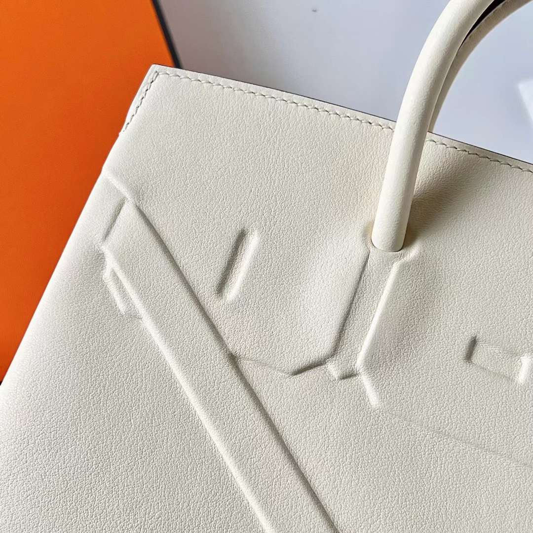 Hermès（爱马仕）Birkin Shadow Swift 幻影包 I2 奶油白 Nate 25cm 全手工蜡线缝 Phw