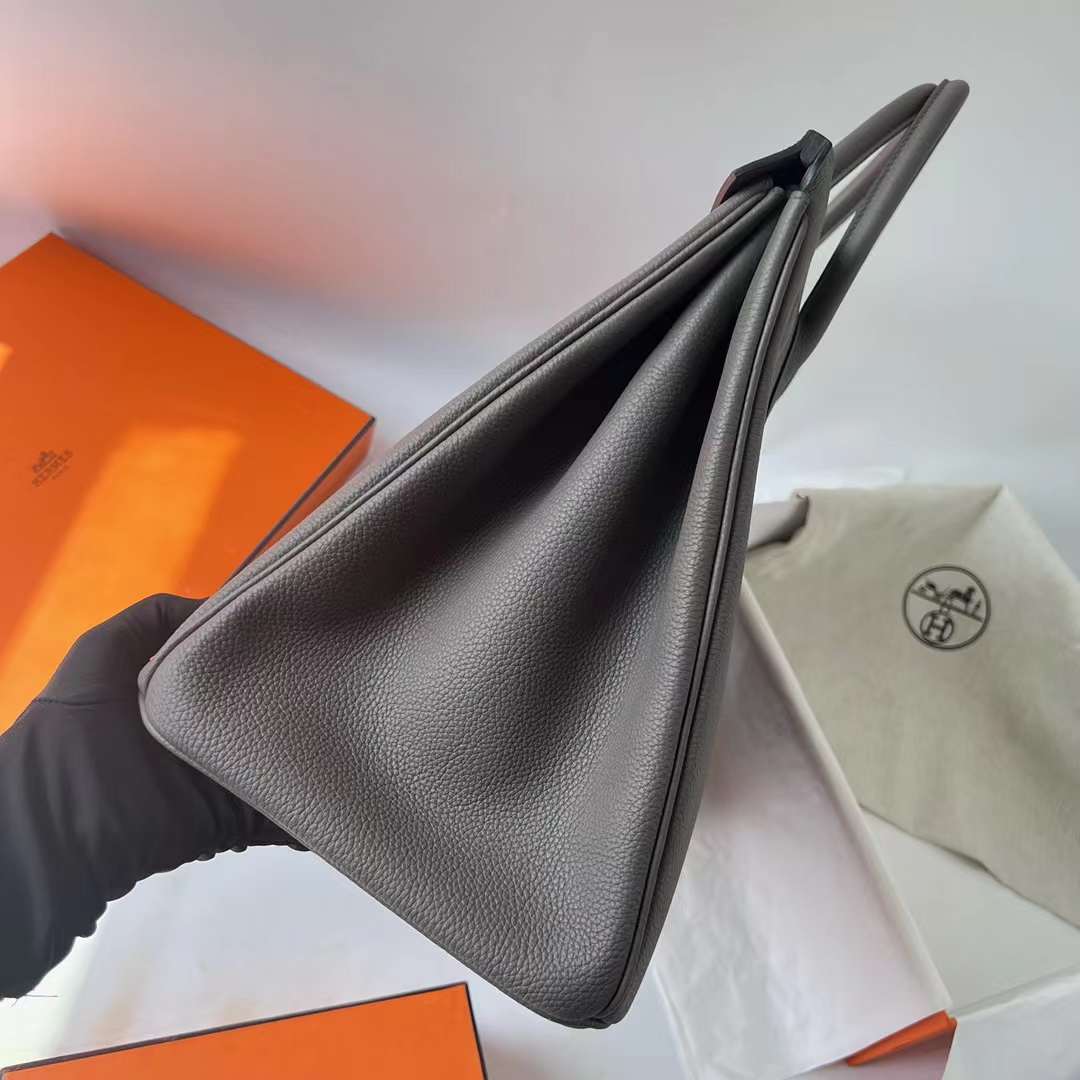 Hermès（爱马仕）Birkin 铂金包 Togo皮 进口德国小牛皮 8F 锡器灰 银扣 40cm 全手工蜡线缝 Phw