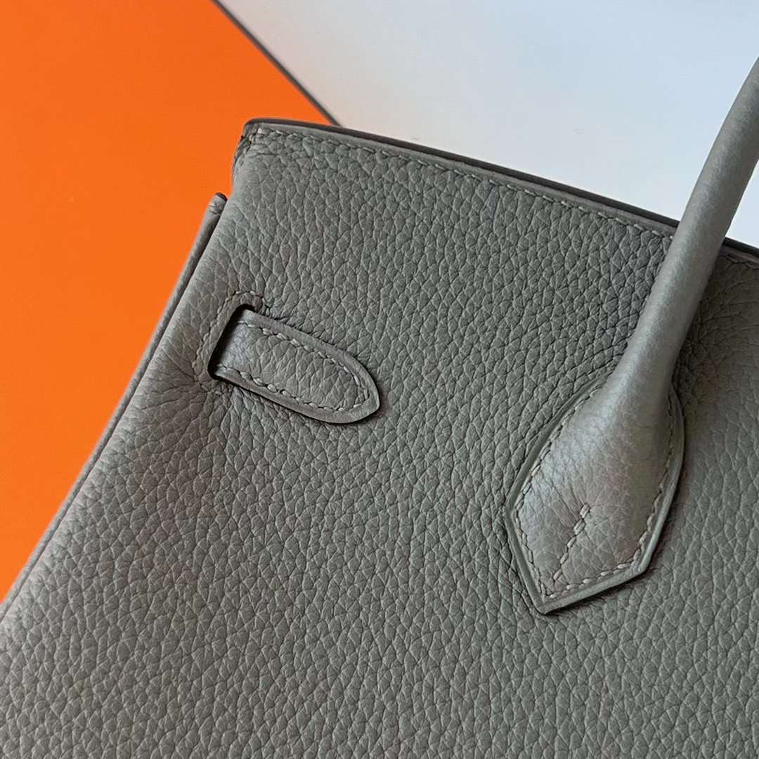 Hermès（爱马仕）Birkin 铂金包 Togo 进口顶级小牛皮 0L 积雨云灰 Gris Meyer 银扣 25cm 全手工蜡线缝 Phw