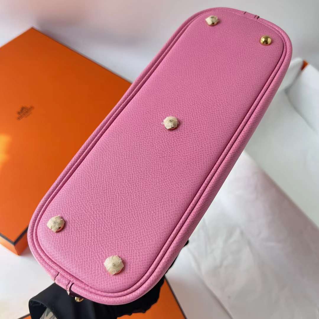 Hermès（爱马仕）Bolide 保龄球包 Epsom 5P 樱花粉 金扣 25cm 全手工蜡线缝制 ghw