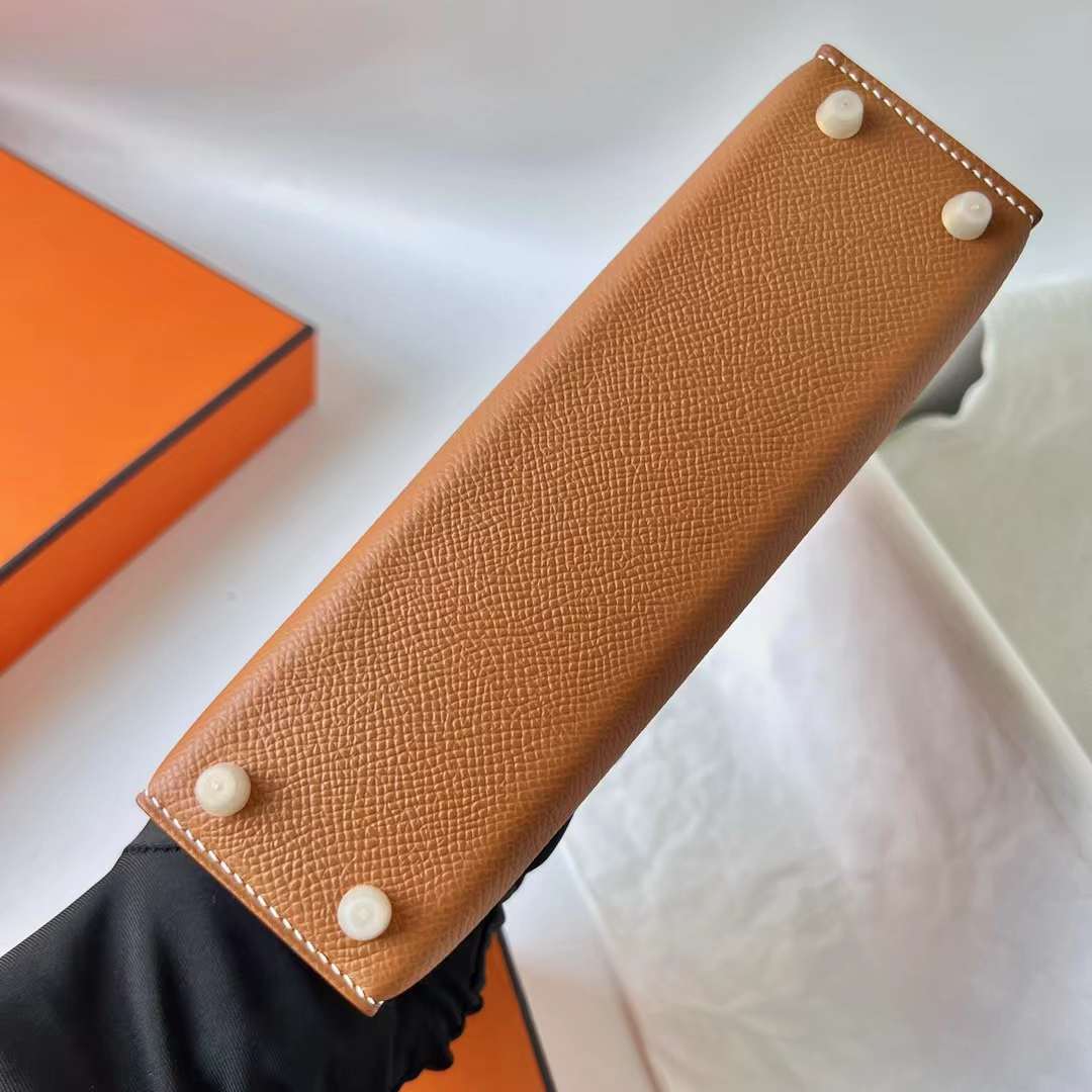 Hermès（爱马仕）Mini Kelly 迷你凯莉 Epsom Ck37 金棕色 金扣 19cm 全手工蜡线缝 Ghw