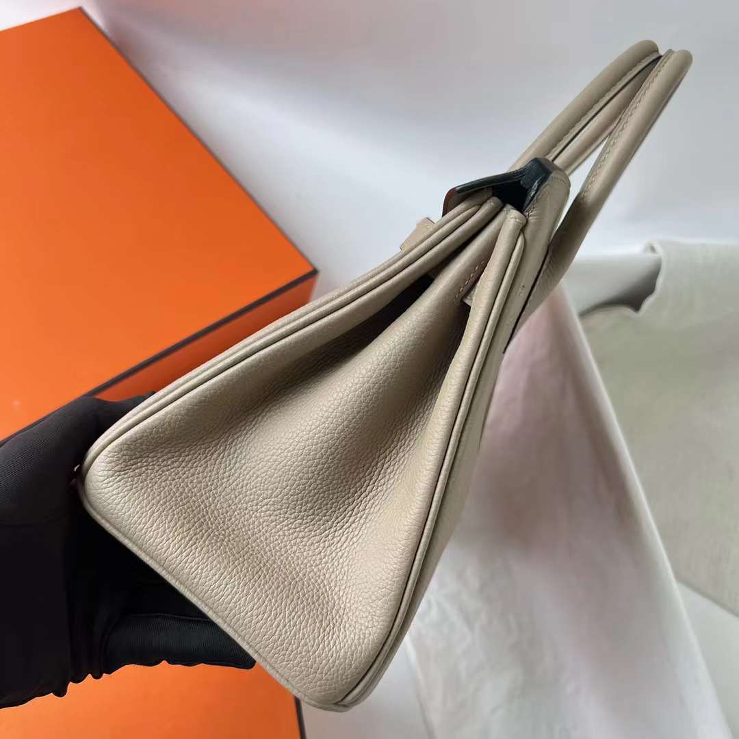 Hermès（爱马仕）Birkin 铂金包 Togo皮 顶级小牛皮 Ck81 斑鸠灰 玫瑰金扣 25cm 全手工蜡线缝 Rghw