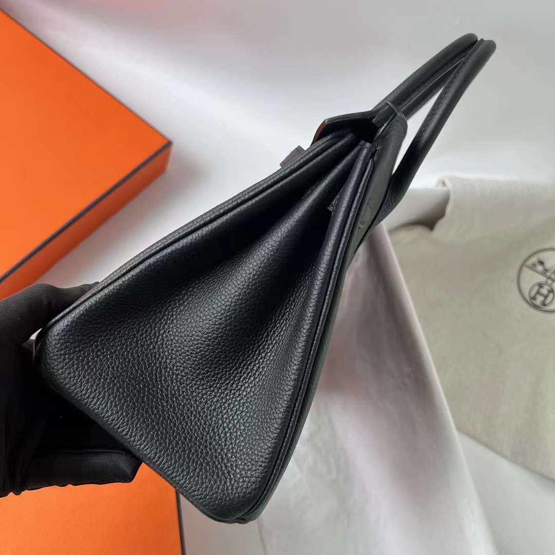 Hermès（爱马仕） Birkin 铂金包 Togo皮 顶级小牛皮 Ck89 黑色 银扣 25cm 全手工蜡线缝 Phw