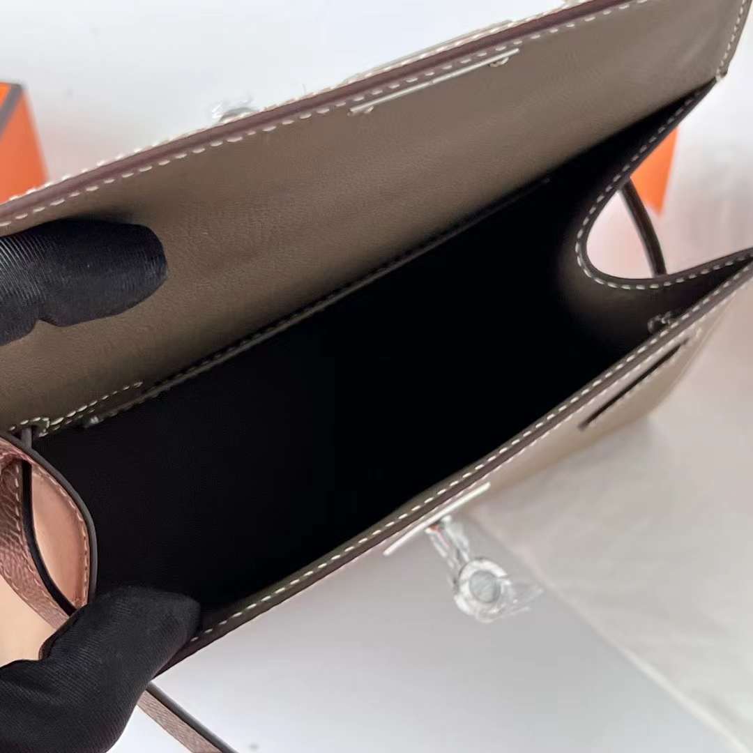 Hermès（爱马仕）Kelly Desordre Epsom Ck18 大象灰 银扣 20cm 全手工蜡线缝 Phw