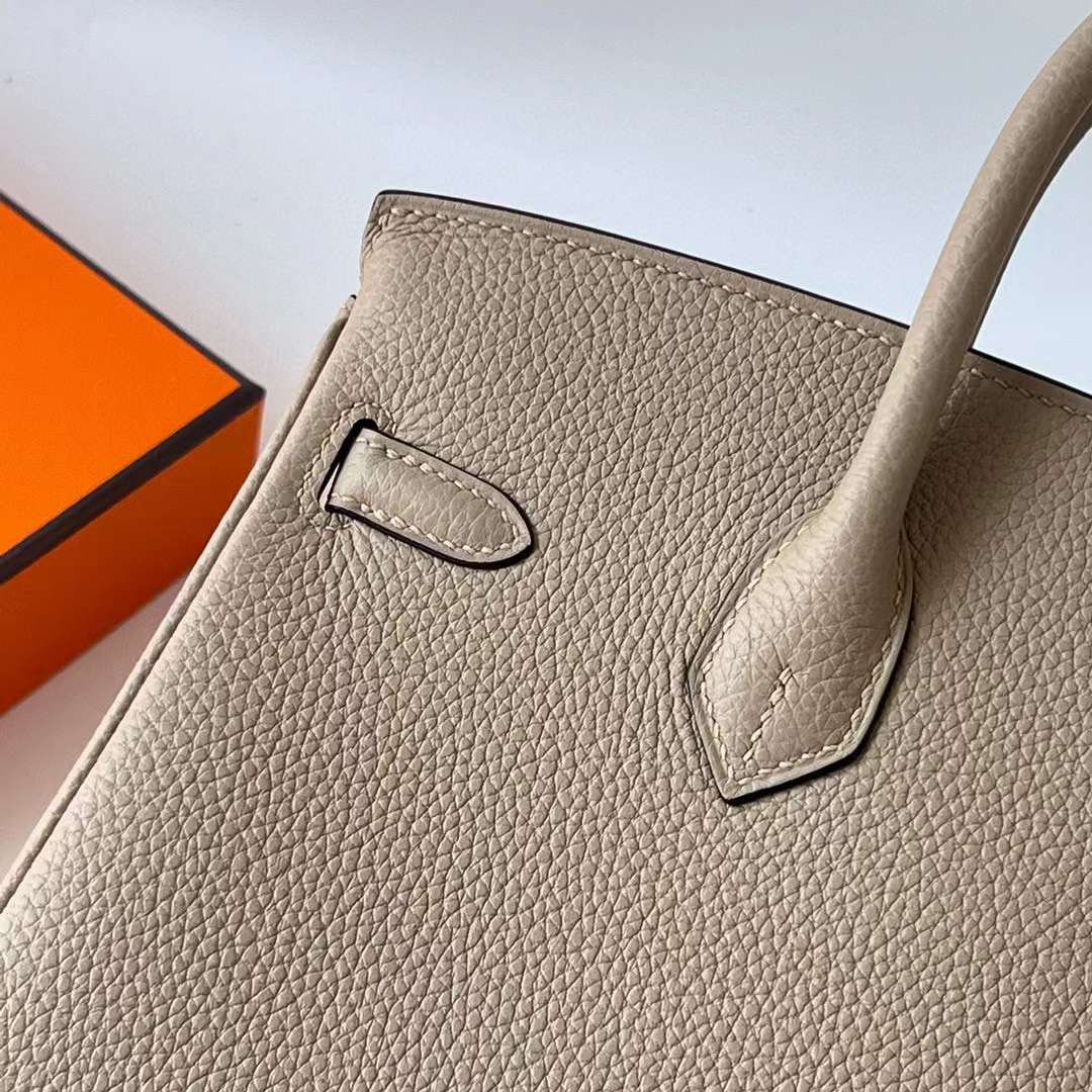 Hermès（爱马仕）Birkin 铂金包 Togo 顶级小牛皮 Ck81 斑鸠灰 金扣 25cm 全手工蜡线缝 Ghw