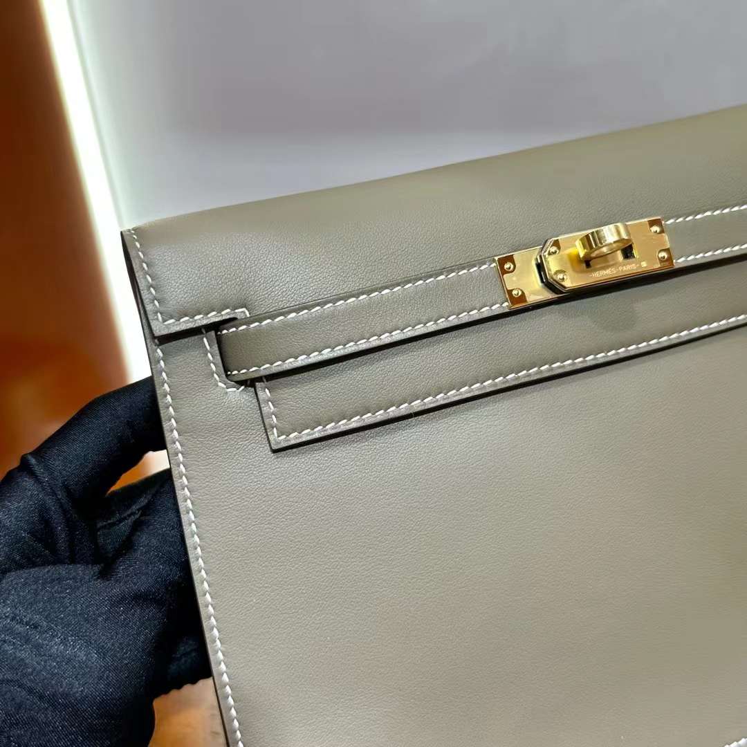 Hermès（爱马仕）Kelly danse Swift Ck18 大象灰 金扣 22cm 全手工蜡线缝 Ghw