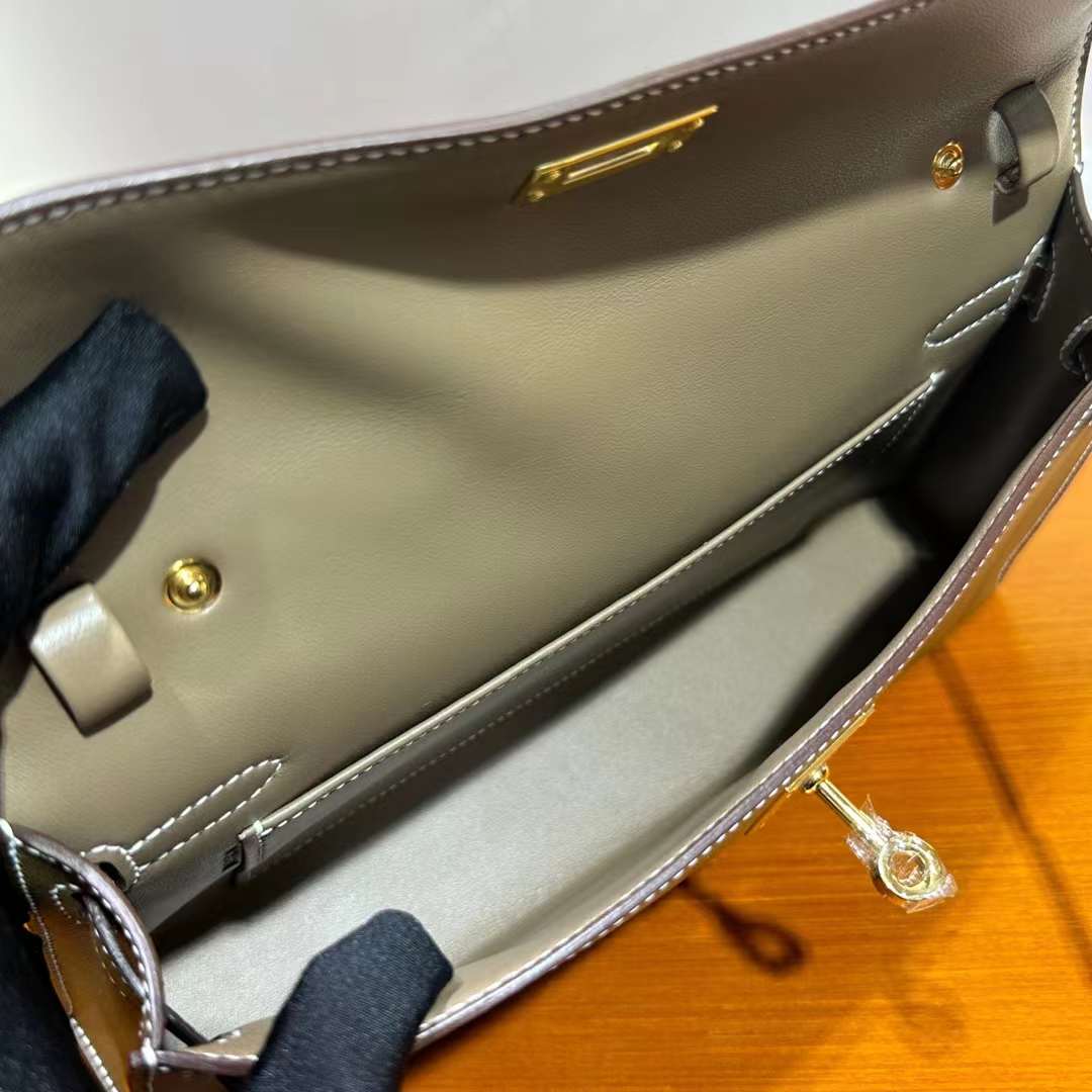 Hermès（爱马仕）Kelly elan Madame Ck18 大象灰 金扣 27cm 全手工蜡线缝 Ghw