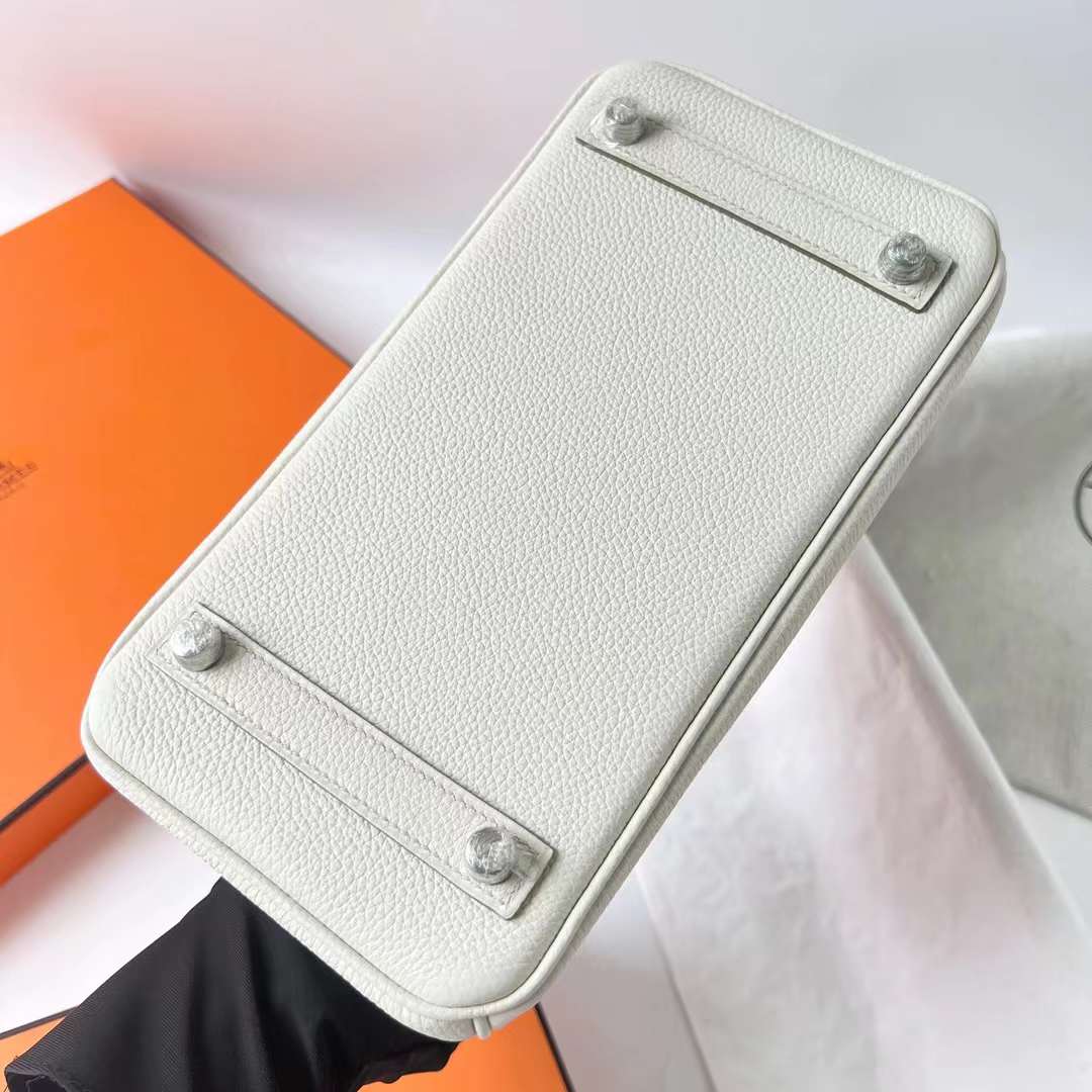 Hermès（爱马仕）Birkin 铂金包 Touch Togo & 雾面美洲鳄 8L 冰川白 银扣 25cm 全手工蜡线缝 Phw