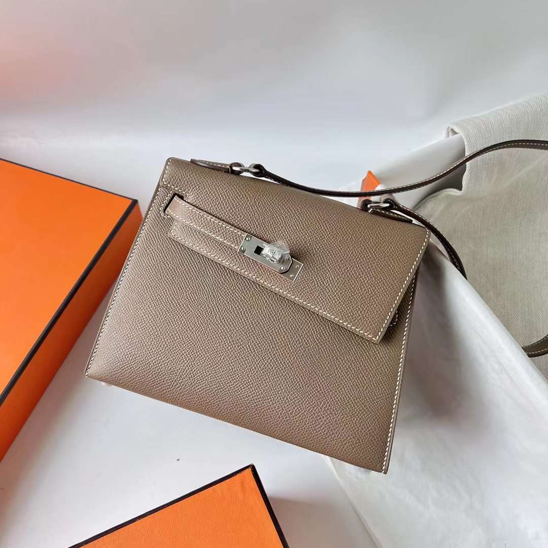 Hermès（爱马仕）Kelly Desordre Epsom Ck18 大象灰 银扣 20cm 全手工蜡线缝 Phw
