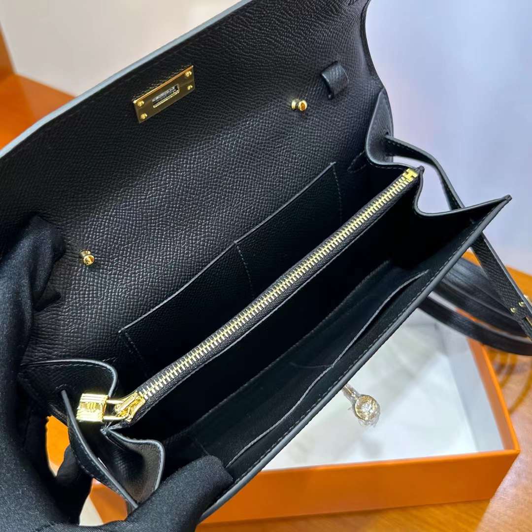 Hermès（爱马仕）Kelly to go epsom ck89 黑色 金扣 20cm 全手工蜡线缝 ghw