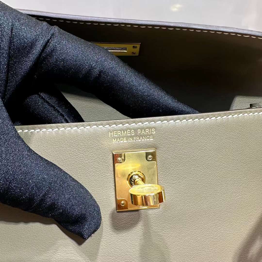 Hermès（爱马仕）Kelly danse Swift Ck18 大象灰 金扣 22cm 全手工蜡线缝 Ghw