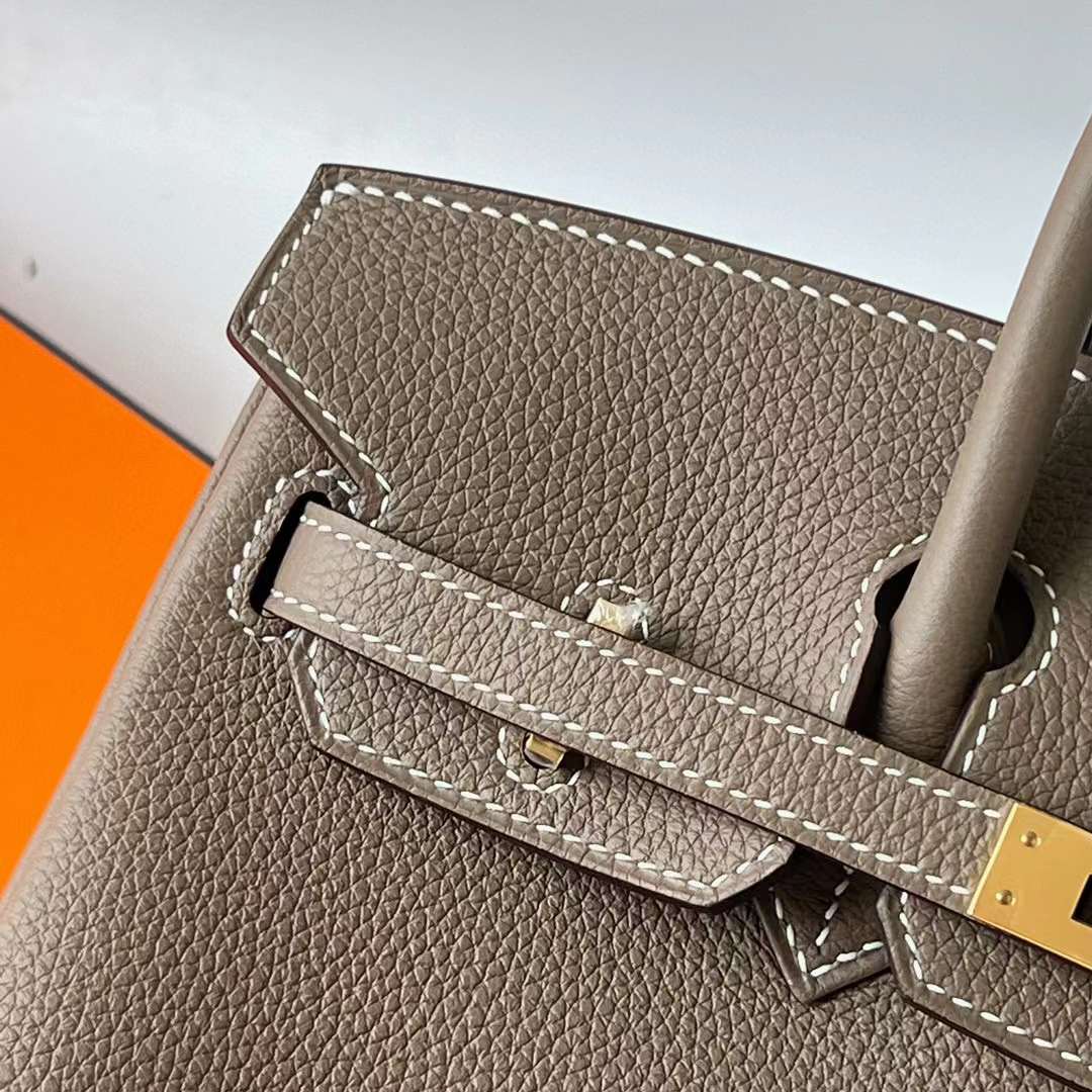 Hermès（爱马仕）Birkin 铂金包 Togo 顶级小牛皮 Ck18 大象灰 金扣 25cm 全手工蜡线缝 Ghw