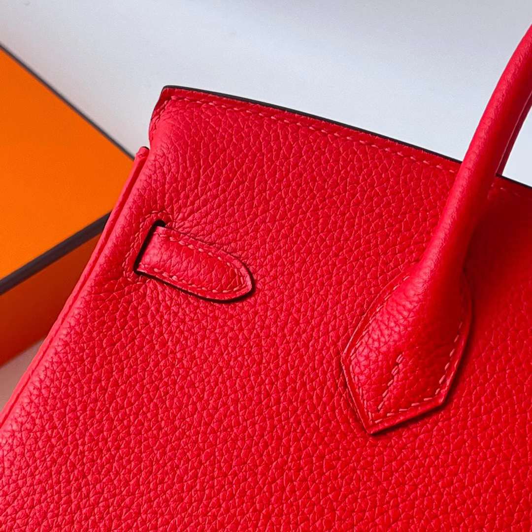 Hermès（爱马仕）Birkin 铂金包 Togo 顶级小牛皮 S3 心红色 金扣 25cm 全手工蜡线缝 Ghw