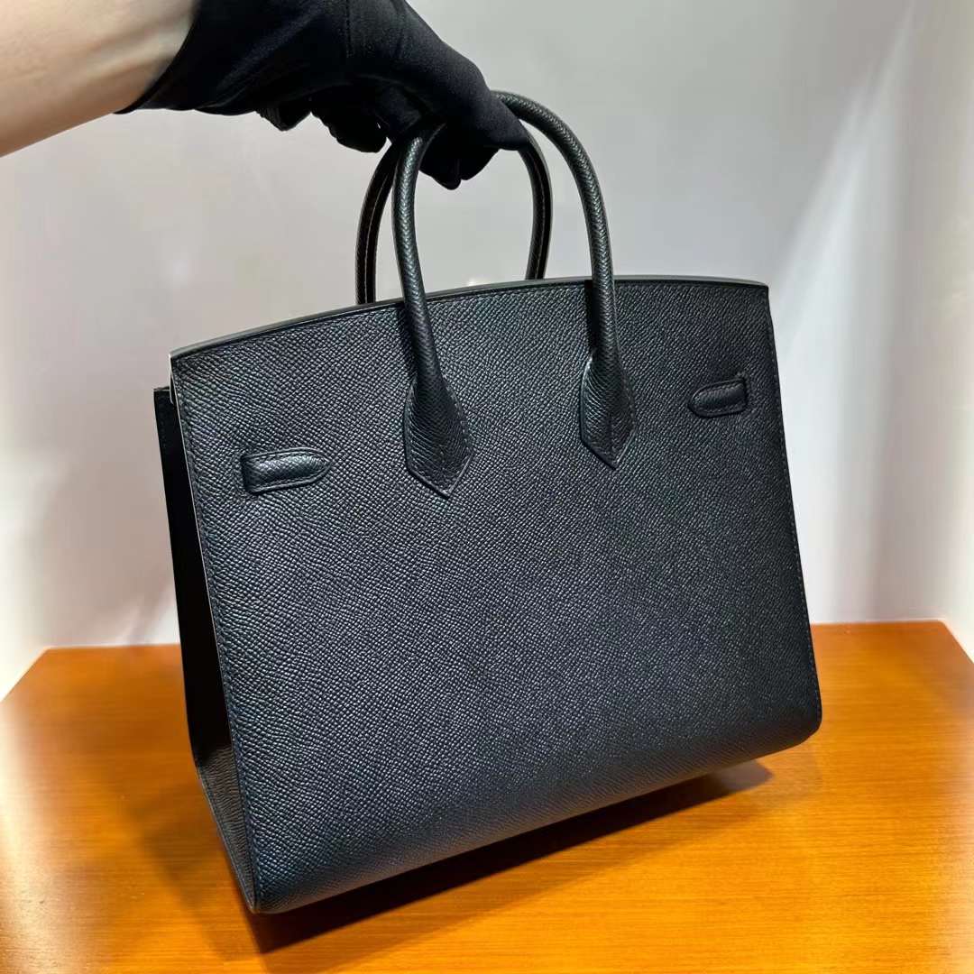 Hermès（爱马仕）Birkin 铂金包 Selling Epsom Ck89 黑色 玫瑰金扣 25cm 全手工蜡线缝 Rghw