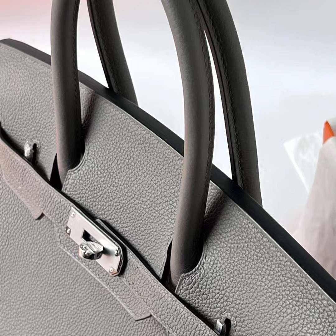 Hermès（爱马仕）Birkin 铂金包 Togo皮 顶级小牛皮 0L 积雨云灰 银扣 30cm 全手工蜡线缝 Phw