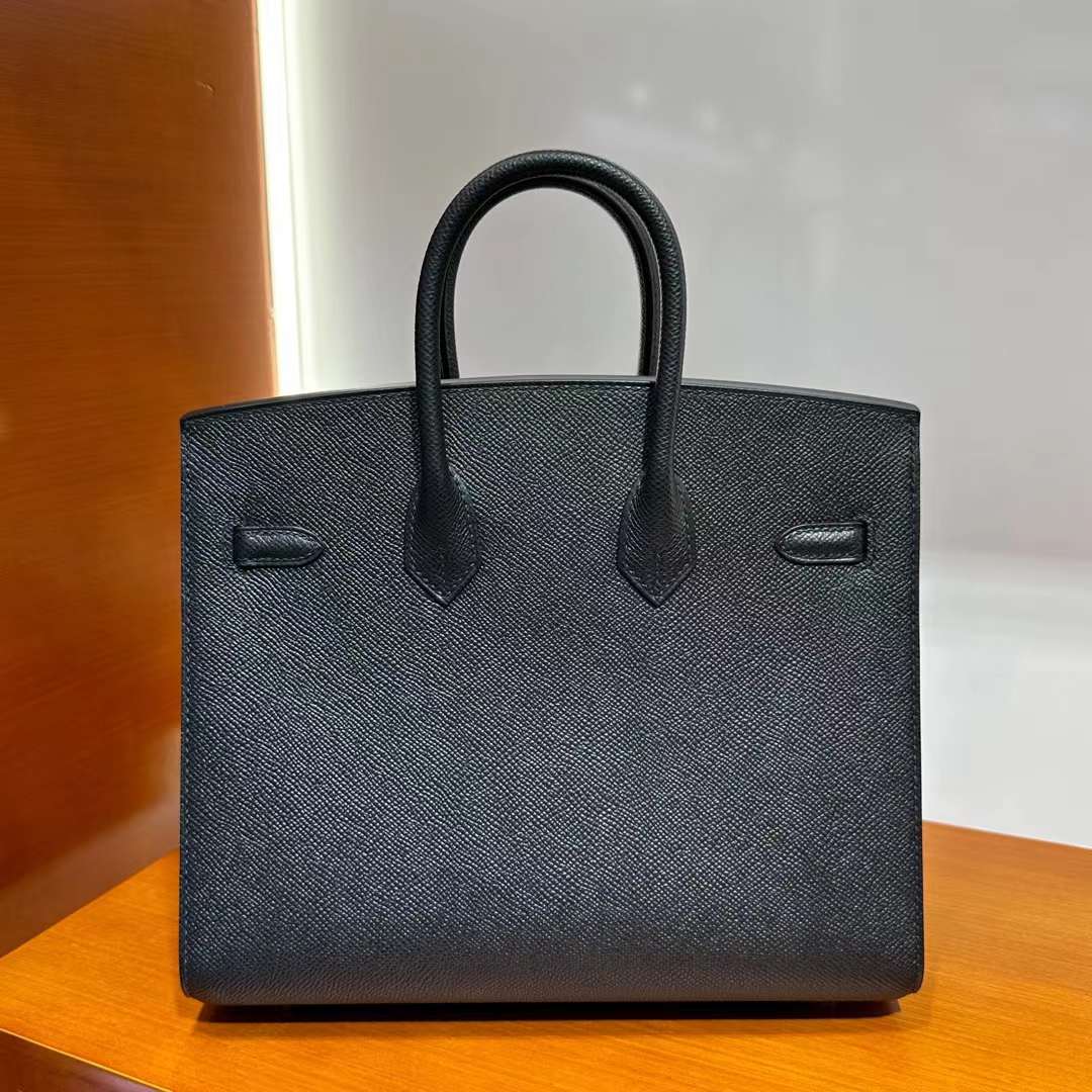 Hermès（爱马仕）Birkin 铂金包 Selling Epsom Ck89 黑色 玫瑰金扣 25cm 全手工蜡线缝 Rghw