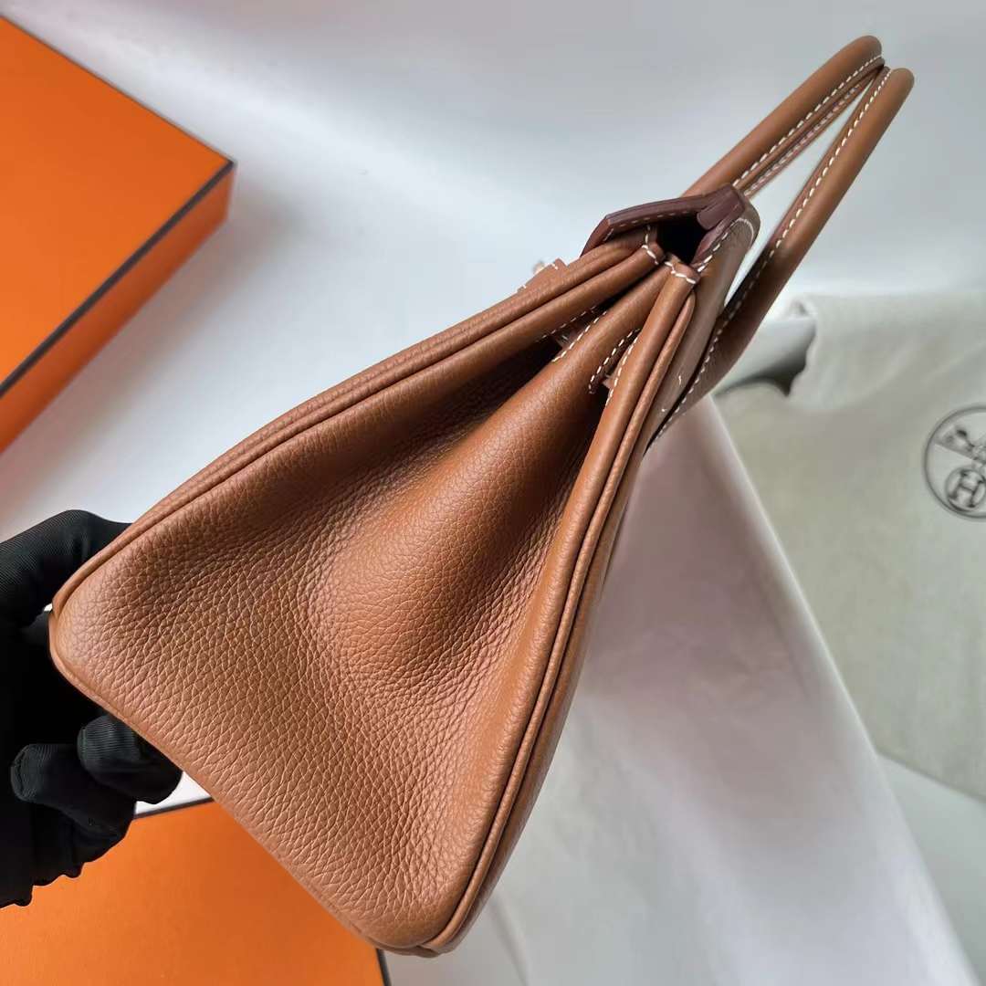 Hermès（爱马仕） Birkin 铂金包 Togo皮 顶级小牛皮 Ck37 金棕色 金扣 25cm 全手工蜡线缝 Ghw