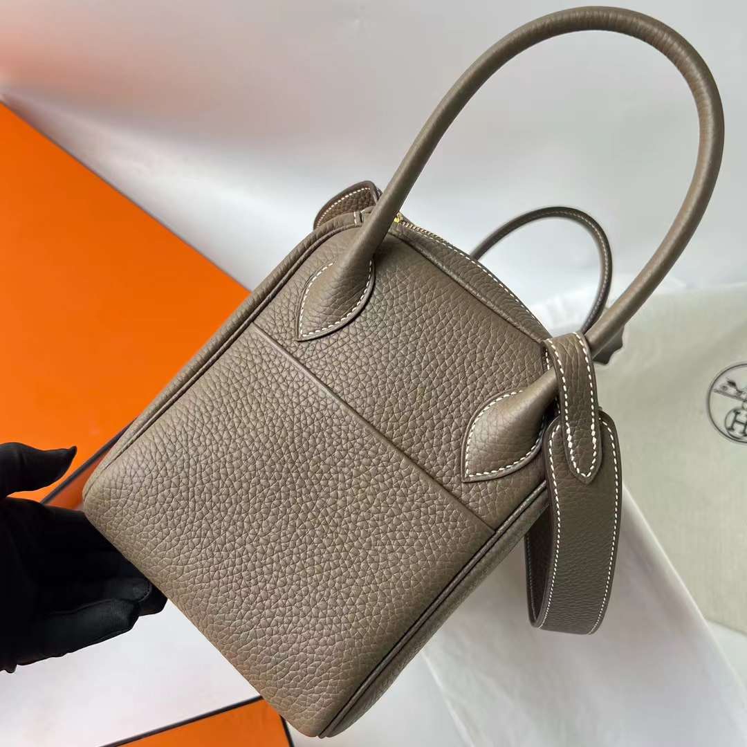 Hermès（爱马仕）Lindy 琳迪包 Clemence Ck18 大象灰 金扣 26cm 全手工蜡线缝制 Ghw