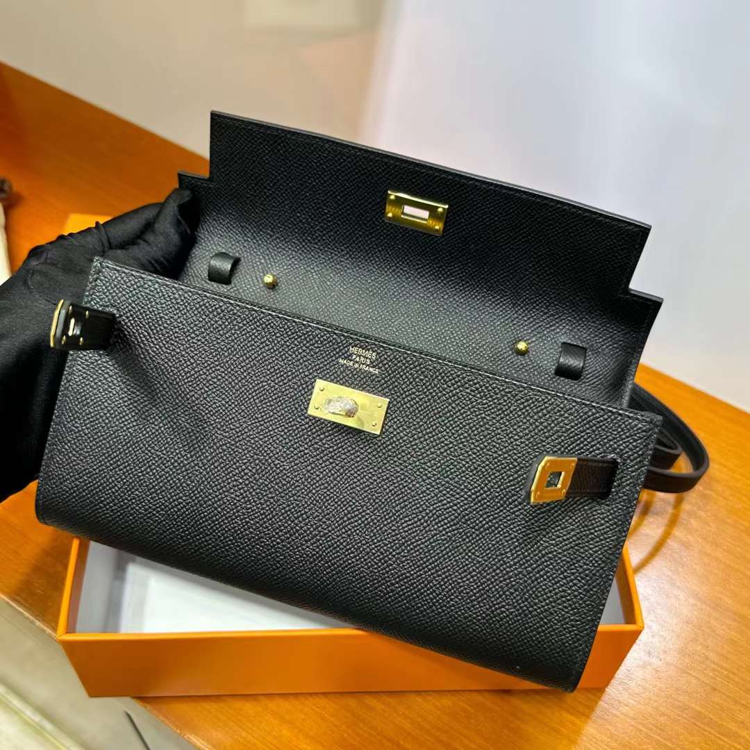 Hermès（爱马仕）Kelly to go epsom ck89 黑色 金扣 20cm 全手工蜡线缝 ghw