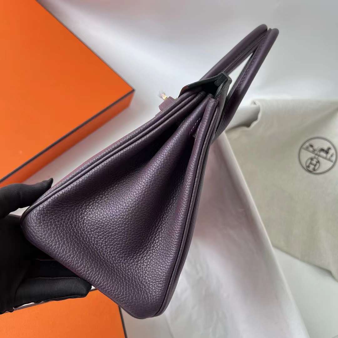 Hermès（爱马仕）Birkin 铂金包 Togo皮 顶级小牛皮 Ck59 葡萄紫 金扣 25cm 全手工蜡线缝 Ghw