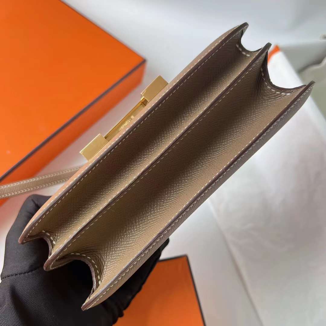 Hermès（爱马仕）Constance 空姐包 Epsom Ck18 大象灰 金扣 19cm 全手工蜡线缝 Ghw