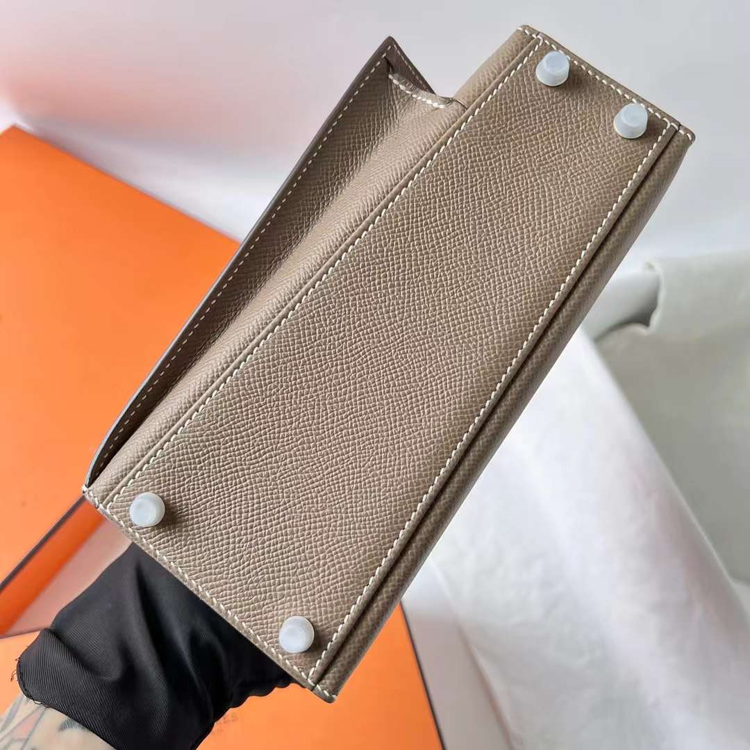 Hermès（爱马仕）Kelly Desordre Epsom Ck18 大象灰 银扣 20cm 全手工蜡线缝 Phw