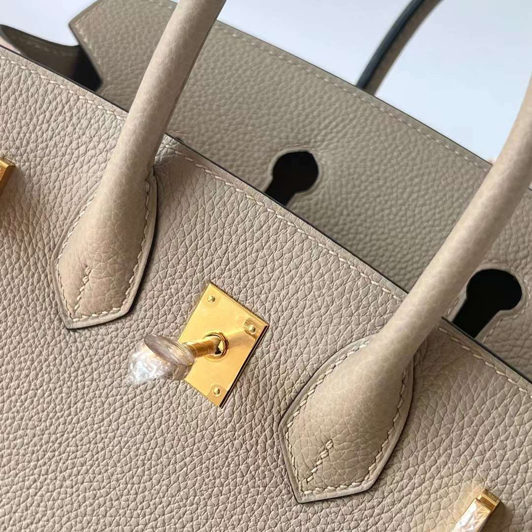 Hermès（爱马仕）Birkin 铂金包 Togo 顶级小牛皮 Ck81 斑鸠灰 金扣 25cm 全手工蜡线缝 Ghw