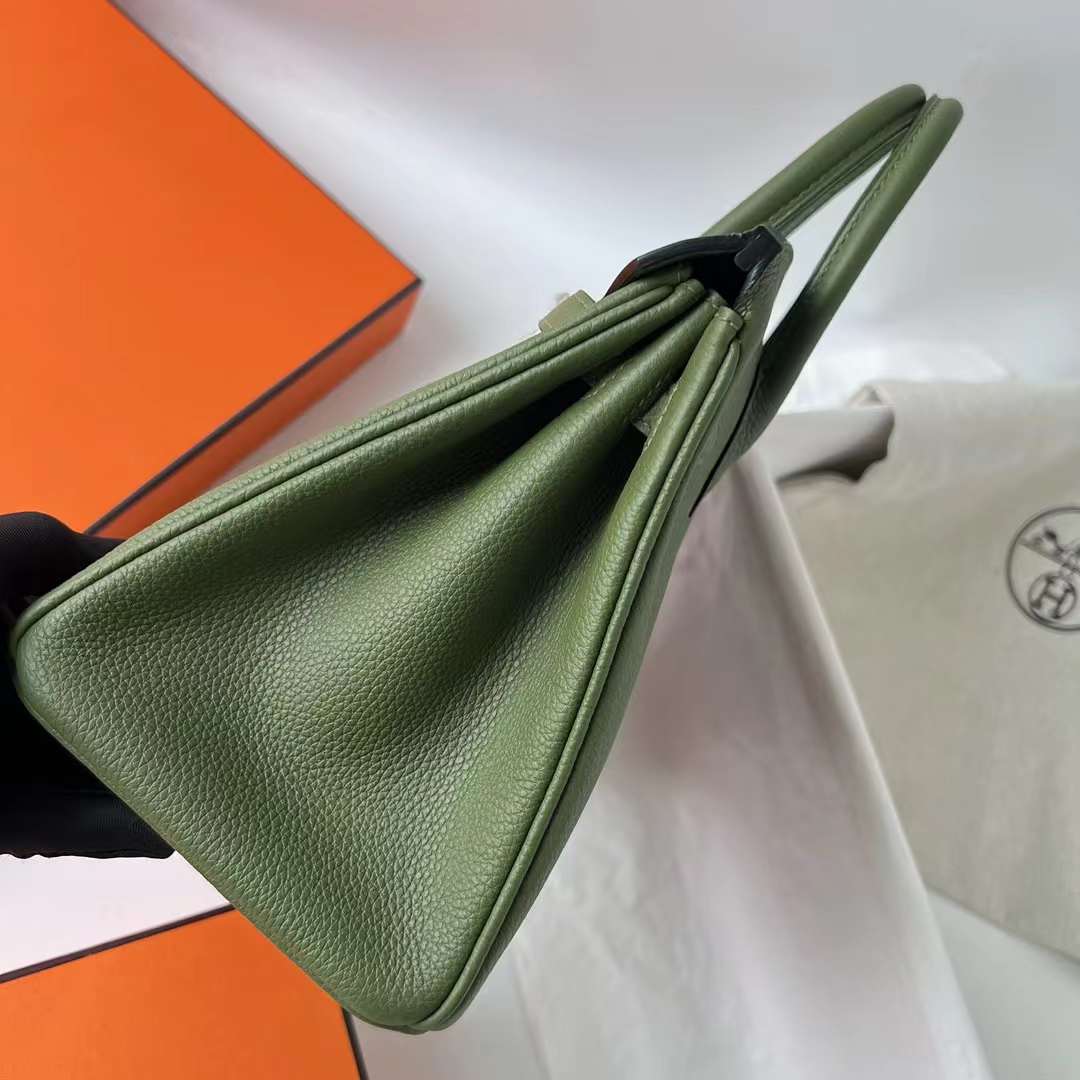 Hermès（爱马仕）Birkin 铂金包 Togo皮 顶级小牛皮 V6 丛林绿 银扣 25cm 全手工蜡线缝 Phw