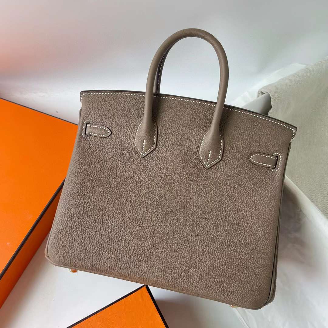 Hermès（爱马仕）Birkin 铂金包 Togo 顶级小牛皮 Ck18 大象灰 金扣 25cm 全手工蜡线缝 Ghw