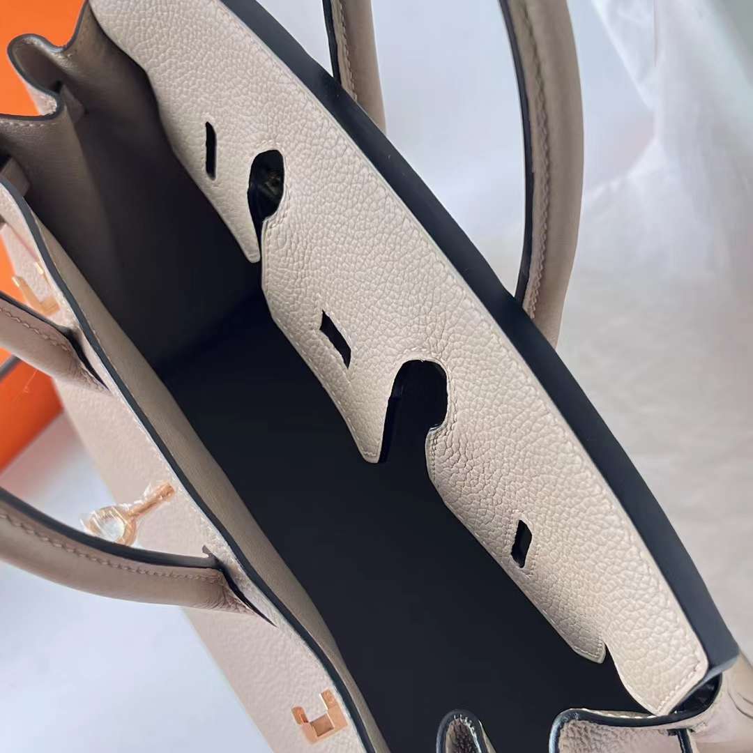 Hermès（爱马仕）Birkin 铂金包 Togo皮 顶级小牛皮 Ck81 斑鸠灰 玫瑰金扣 25cm 全手工蜡线缝 Rghw