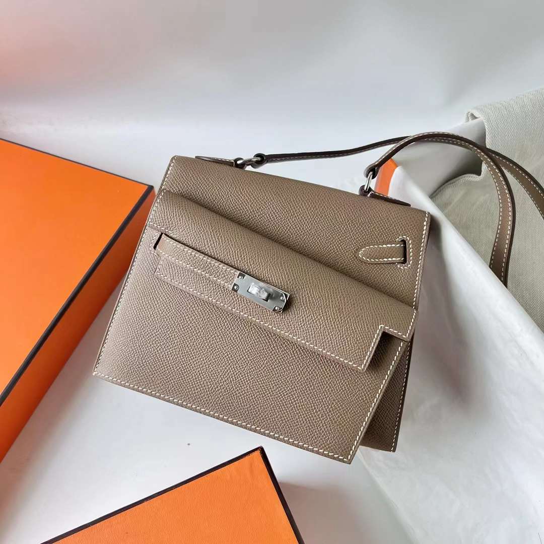 Hermès（爱马仕）Kelly Desordre Epsom Ck18 大象灰 银扣 20cm 全手工蜡线缝 Phw