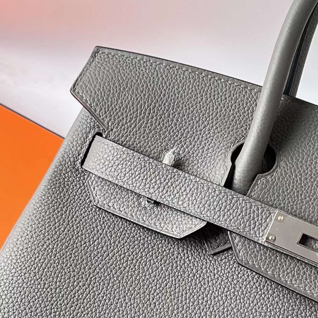 Hermès（爱马仕）Birkin 铂金包 Togo皮 顶级小牛皮 0L 积雨云灰 银扣 30cm 全手工蜡线缝 Phw