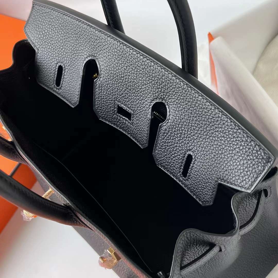 Hermès（爱马仕）Birkin 铂金包 Togo皮 顶级小牛皮 Ck89 黑色 金扣 25cm 全手工蜡线缝 Ghw