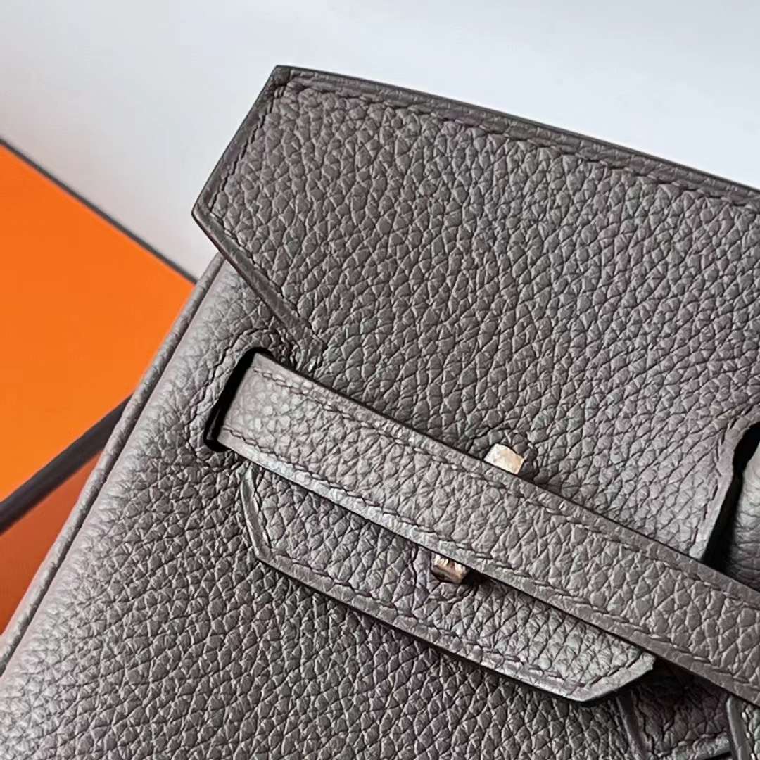 Hermès（爱马仕）Birkin 铂金包 Togo皮 顶级小牛皮 8F 锡器灰 玫瑰金扣 25cm 全手工蜡线缝 Ghw
