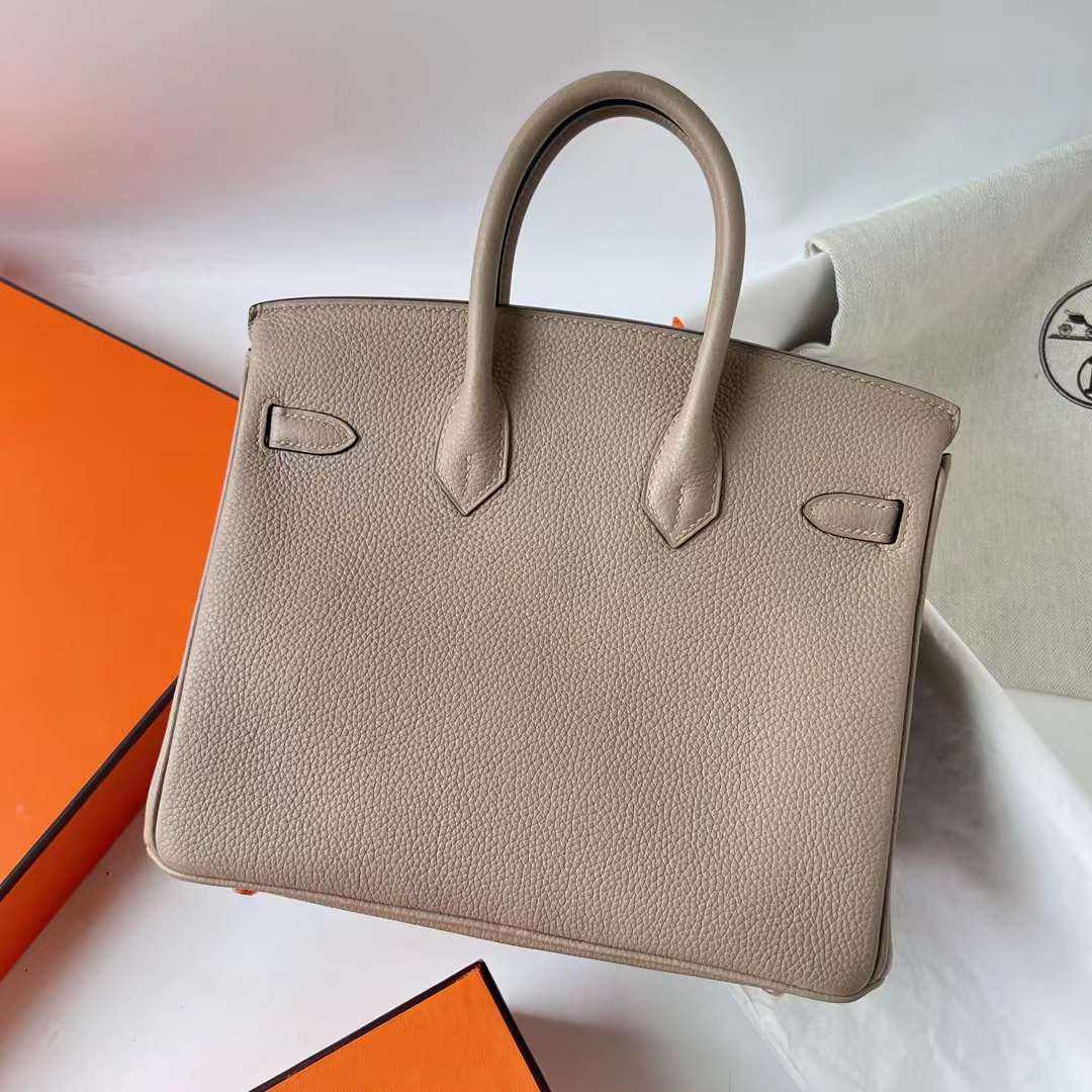 Hermès（爱马仕）Birkin 铂金包 Togo皮 顶级小牛皮 Ck81 斑鸠灰 玫瑰金扣 25cm 全手工蜡线缝 Rghw